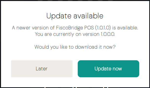 Update available notification in Desktop POS