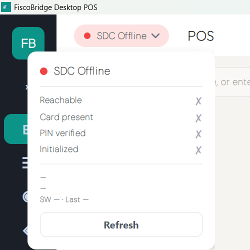 SDC status indicator showing a not-connected state