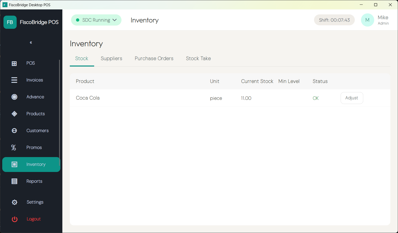 Inventory stock overview with expected vs current quantities
