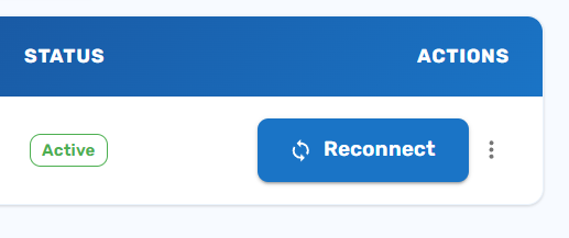MYOB integration row in the list with the Reconnect button visible