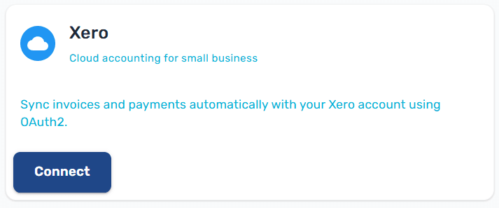 New Integration page showing platform cards with the Xero card highlighted