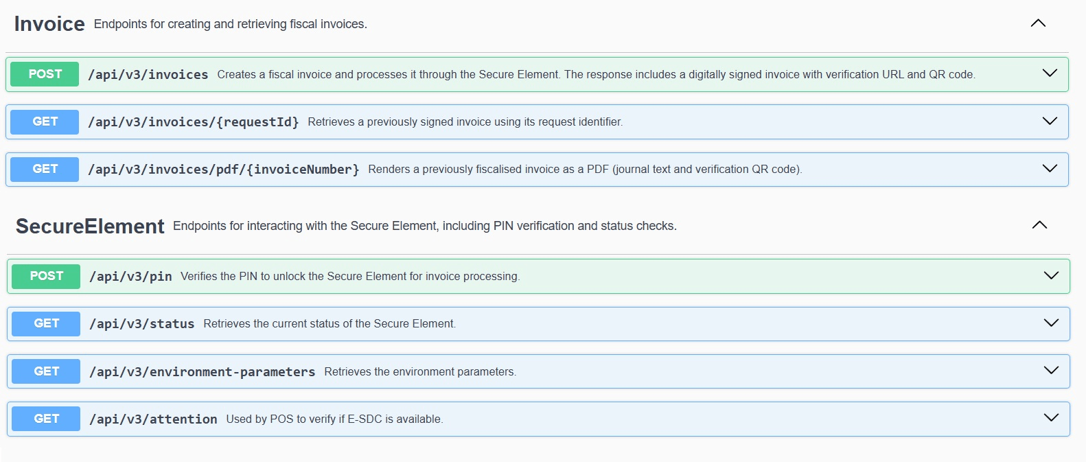 Swagger UI listing the SDC API endpoints, served from the running SDC application