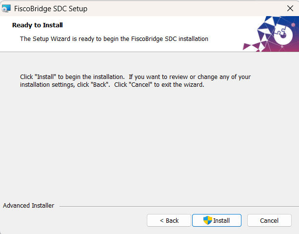 Ready to install confirmation screen