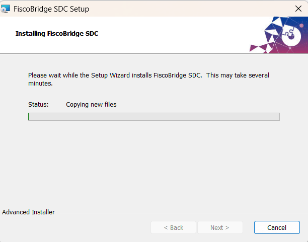 Installation progress screen